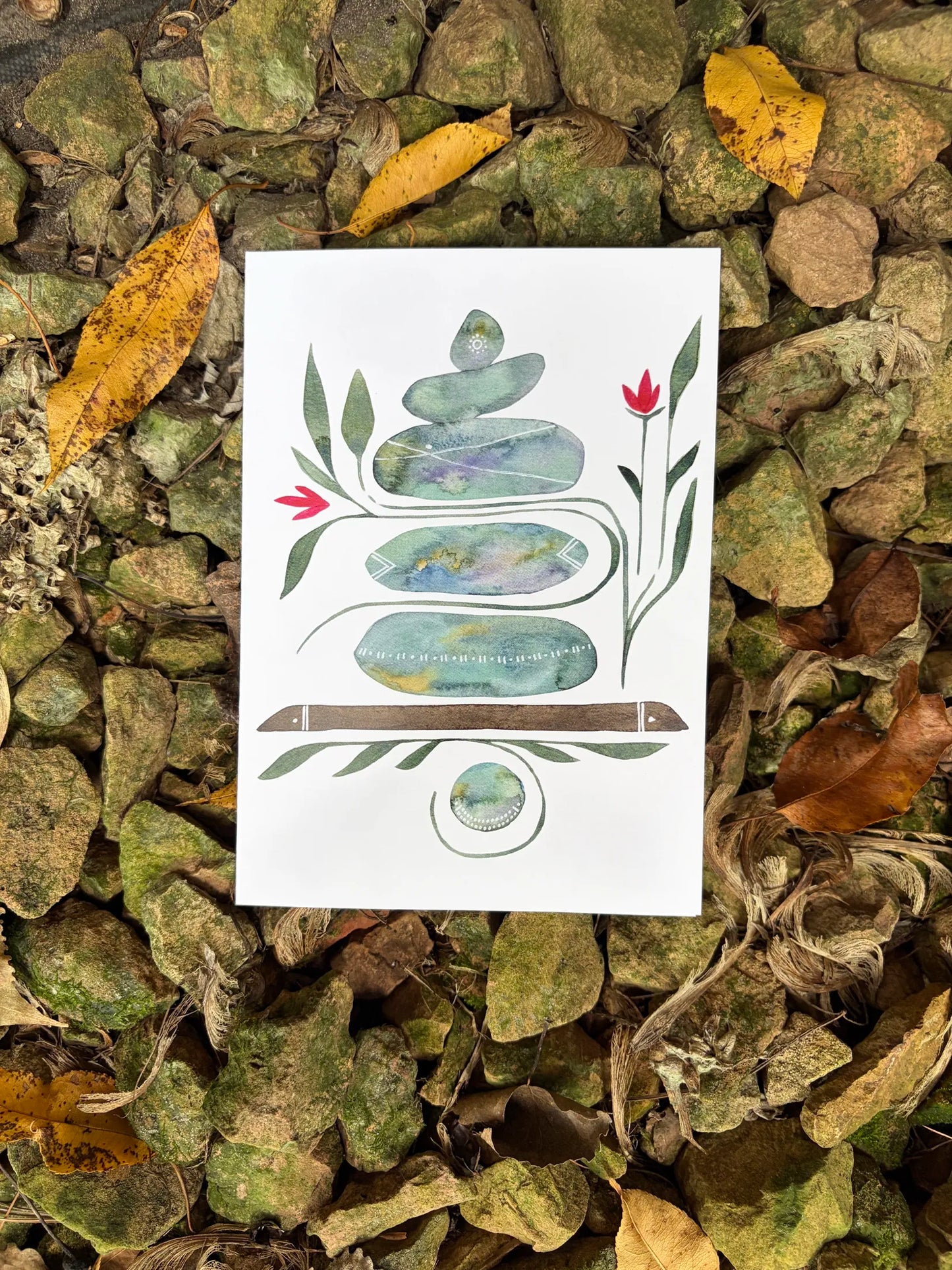 Stones, Sticks, and Flowers